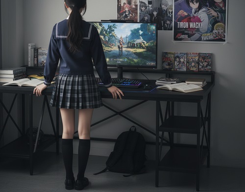 女子高生角オナ